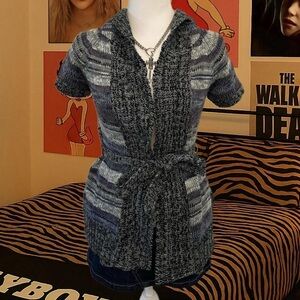 Epic Threads 2011 Striped Short Sleeve Cardigan – M